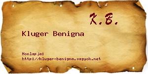 Kluger Benigna névjegykártya